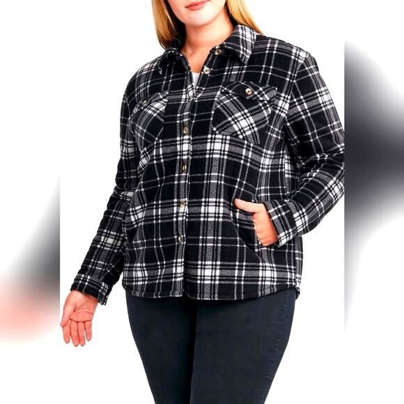 Sage Shacket Womens XL Flannel Plaid Super Plush Sherpa Lined Fleece cabincore - Picture 2 of 10